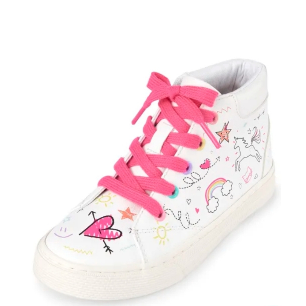 Girls Unicorn Doodle Hi Top Sneakers